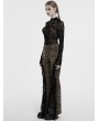 Punk Rave Black Sexy Gothic Cross Flocking Mesh  Long Sleeve Shirt for Women