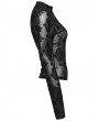 Punk Rave Black Sexy Gothic Cross Flocking Mesh  Long Sleeve Shirt for Women
