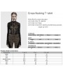 Punk Rave Black Sexy Gothic Cross Flocking Mesh  Long Sleeve Shirt for Women