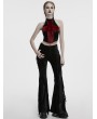 Punk Rave Black and Red Gothic Flame Tie-Dyed Fur Vest Top for Women