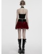 Punk Rave Black and Red Gothic Flame Tie-Dyed Fur Vest Top for Women