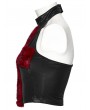 Punk Rave Black and Red Gothic Flame Tie-Dyed Fur Vest Top for Women