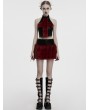 Punk Rave Black and Red Gothic Flame Tie-Dyed Fur A-Line Mini Skirt