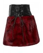 Punk Rave Black and Red Gothic Flame Tie-Dyed Fur A-Line Mini Skirt