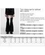 Punk Rave Black Gothic Two-Piece Set Fur Spliced Skirt with Leg Warmers