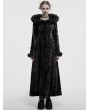 Punk Rave Black Gothic Wasteland Fur Hooded Long Coat for Women