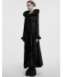 Punk Rave Black Gothic Wasteland Fur Hooded Long Coat for Women