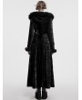 Punk Rave Black Gothic Wasteland Fur Hooded Long Coat for Women