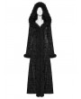 Punk Rave Black Gothic Wasteland Fur Hooded Long Coat for Women