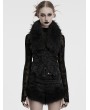 Punk Rave Black Gothic Detachable Fur Collar Denim Vest for Women