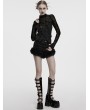 Punk Rave Black Gothic Detachable Fur Collar Denim Vest for Women