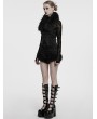 Punk Rave Black Gothic Detachable Fur Collar Denim Vest for Women