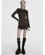 Punk Rave Coffee Gothic Decadent Lunar Eclipse Embroidered Knitted Short Dress