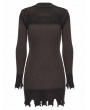 Punk Rave Coffee Gothic Decadent Lunar Eclipse Embroidered Knitted Short Dress