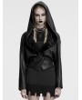 Punk Rave Black Gothic Punk Lapel Hooded Leather Jacket for Women