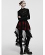 Punk Rave Black and Red Gothic Mesh Plaid Ruffled High-Low Skirt