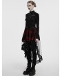 Punk Rave Black and Red Gothic Mesh Plaid Ruffled High-Low Skirt