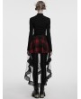 Punk Rave Black and Red Gothic Mesh Plaid Ruffled High-Low Skirt