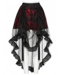 Punk Rave Black and Red Gothic Mesh Plaid Ruffled High-Low Skirt