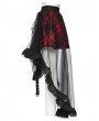 Punk Rave Black and Red Gothic Mesh Plaid Ruffled High-Low Skirt