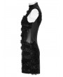 Punk Rave Black Gothic Crescent Embroidered Striped Plush Sleeveless Dress
