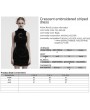 Punk Rave Black Gothic Crescent Embroidered Striped Plush Sleeveless Dress