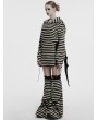 Punk Rave Black and White Gothic Striped Bunny Ear Hoodie Dress