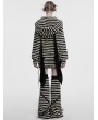 Punk Rave Black and White Gothic Striped Bunny Ear Hoodie Dress