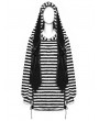 Punk Rave Black and White Gothic Striped Bunny Ear Hoodie Dress