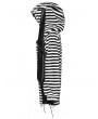 Punk Rave Black and White Gothic Striped Bunny Ear Hoodie Dress