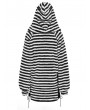 Punk Rave Black and White Gothic Striped Bunny Ear Hoodie Dress