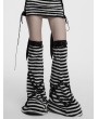 Punk Rave Black and White Gothic Striped Plush Leg Warmers