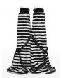Punk Rave Black and White Gothic Striped Plush Leg Warmers