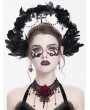 Eva Lady Black Gothic Cross Flower Feathered Headband