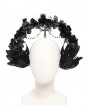 Eva Lady Black Gothic Cross Flower Feathered Headband