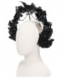 Eva Lady Black Gothic Cross Flower Feathered Headband