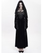Eva Lady Black Gothic Flower Fringed Velvet Hooded Cloak for Women