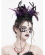 Eva Lady Black and Purple Gothic Feather Beaded Crown Headdress