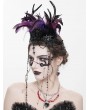 Eva Lady Black and Purple Gothic Feather Beaded Crown Headdress