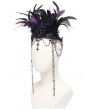 Eva Lady Black and Purple Gothic Feather Beaded Crown Headdress
