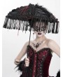 Eva Lady Black and Red Gothic Retro Bead Chain Tassel Umbrella