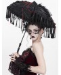 Eva Lady Black and Red Gothic Retro Bead Chain Tassel Umbrella