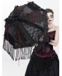 Eva Lady Black and Red Gothic Retro Bead Chain Tassel Umbrella