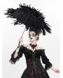 Eva Lady Black Gothic Vintage Ruched Feather Umbrella