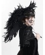 Eva Lady Black Gothic Vintage Ruched Feather Umbrella