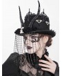 Eva Lady Black Gothic Skull Horn Beaded Tassel Hat