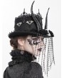 Eva Lady Black Gothic Skull Horn Beaded Tassel Hat