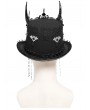 Eva Lady Black Gothic Skull Horn Beaded Tassel Hat