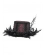 Eva Lady Black and Red Brocade Gothic Floral Feather Hat
