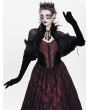 Eva Lady Black Gothic Feather Mesh Spliced Velvet Short Cape for Women